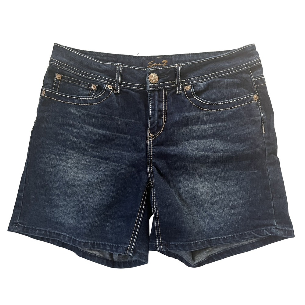 Seven7 Women's Size 8 Shorts Dark Wash Jeans Denim Embroidered Y2K 00's 5"